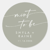 Boho Chic Sage Grüne Münze zu Gunsten Aufkleber (Vorderseite)