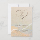 Boho-Chic-Sand-Herz-Strand-Ziel-Hochzeit Save The Date (Vorderseite)