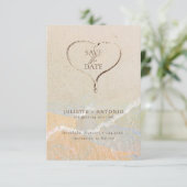 Boho-Chic-Sand-Herz-Strand-Ziel-Hochzeit Save The Date (Stehend Vorderseite)