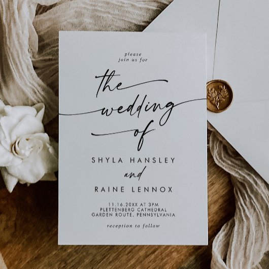 Boho Chic Schwarz und Weiß die Hochzeit von Einladung