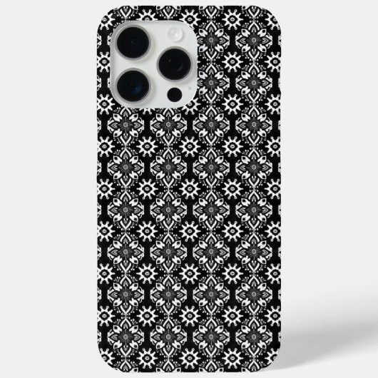Boho Chic Schwarz-Weiß-Blumenmuster Case-Mate iPhone Hülle (Rückseite)