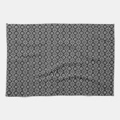 Boho-Chic Schwarz-Weiß-Blumenmuster Geschirrtuch (Horizontal)