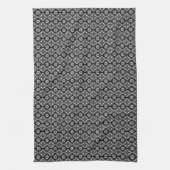 Boho-Chic Schwarz-Weiß-Blumenmuster Geschirrtuch (Vertikal)