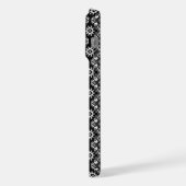 Boho Chic Schwarz-Weiß-Blumenmuster iPhone Hülle (Linke Seite)
