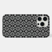 Boho Chic Schwarz-Weiß-Blumenmuster iPhone Hülle (Rückseite (Horizontal))