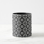 Boho Chic Schwarz-Weiß-Blumenmuster Tasse (Zentrum)