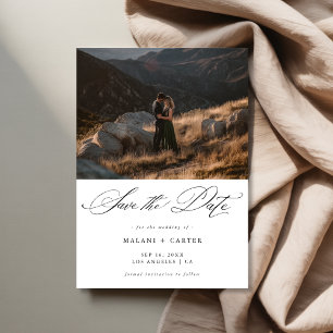 Boho Chic Script Mountain Foto Luxury Wedding Save The Date