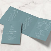Boho Chic Seafoam Aquamarin Monogram Wedding Dreifach-gefaltete Programmkarte