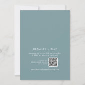 Boho Chic Seafoam Aquamarin QR Code Spanische Hoch Einladung (Rückseite)