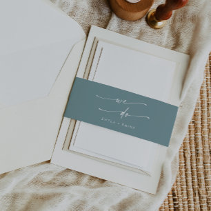 Boho Chic Seafoam Aquamarin wir Hochzeit machen Einladungsbanderole