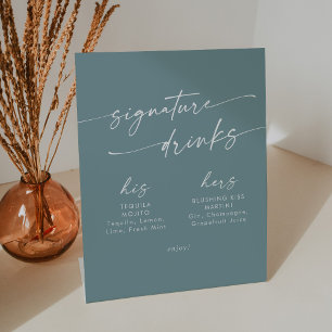 Boho Chic Seafoam Aquamarine Hochzeit Signature Dr Sockelschild