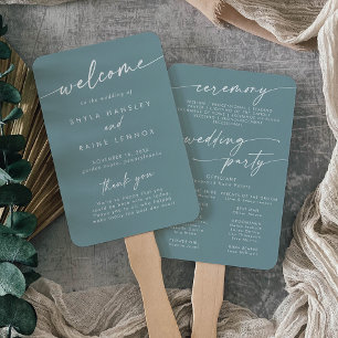 Boho Chic Seafoam Aquamarine Hochzeitsprogramm Fächer