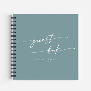 Boho Chic Seafoam Aquamarine Wedding Guest Book Notizblock