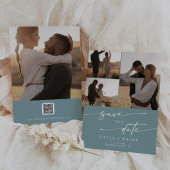 Boho Chic Seafoam Aquamariner Multi-Foto QR-Code Save The Date