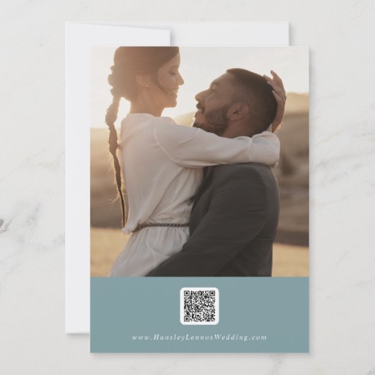 Boho Chic Seafoam Aquamariner Multi-Foto QR-Code Save The Date (Rückseite)
