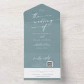 Boho Chic Seafoam Aquamariner QR Code Mail bei Hoc All In One Einladung (Innen Boden)