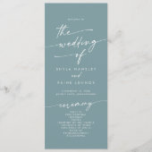 Boho Chic Seafoam Aquamarines Tee Hochzeit Programm (Vorderseite)