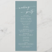 Boho Chic Seafoam Aquamarines Tee Hochzeit Programm (Rückseite)