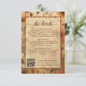 Boho Chic Sienna Florale Hochzeitsdetails QR Code Begleitkarte (Stehend Vorderseite)