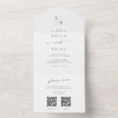 Boho Chic Silver Gray Dual QR Code Wedding All In One Einladung (Innen Boden)