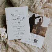 Boho Chic Silver Gray Foto QR Code Wedding Einladung
