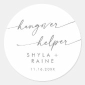 Boho Chic Silver Gray Hangover Helper Favor Runder Aufkleber (Vorderseite)