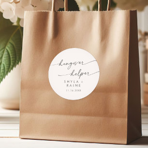 Boho Chic Silver Gray Hangover Helper Favor Runder Aufkleber