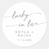 Boho Chic Silver Gray Lucky in der Liebe Gefallen Runder Aufkleber (Vorderseite)