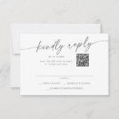 Boho Chic Silver Gray Mail In und QR Code RSVP Karte (Vorderseite)
