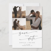 Boho Chic Silver Gray Multi Foto QR Code Save The Date (Vorderseite)