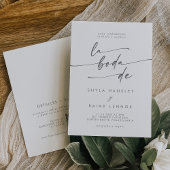 Boho Chic Silver Gray QR Code Spanish Wedding Einladung