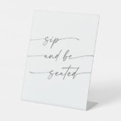 Boho Chic Silver Gray Sip sitzen Hochzeit Sockelschild (Vorderseite)