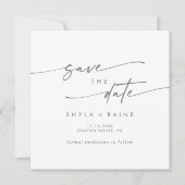 Boho Chic Silver Gray Square Foto Zurück Save The Date (Vorderseite)
