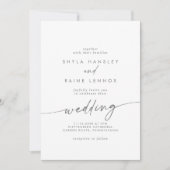 Boho Chic Silver Grey Front and Back Wedding Einladung (Vorderseite)