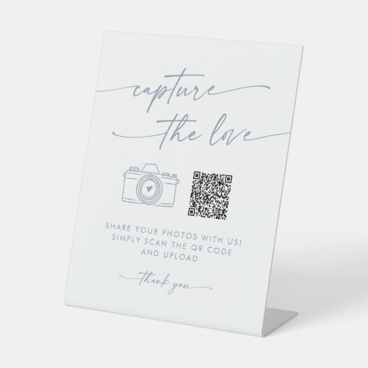 Boho Chic Slate Blue Capture the Liebe Wedding Sockelschild (Vorderseite)