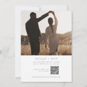 Boho Chic Slate Blue Foto QR Code Wedding Einladung (Rückseite)