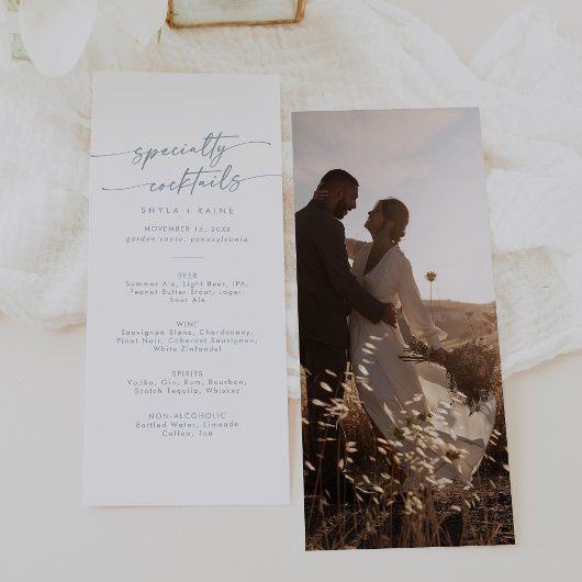 Boho Chic Slate Blue Foto Spezielle Cocktails Menükarte