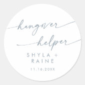 Boho Chic Slate Blue Hangover Helper Favor Runder Aufkleber (Vorderseite)