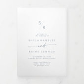 Boho Chic Slate Blue Monogram Wedding Dreifach-gefaltete Programmkarte (Cover)