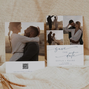 Boho Chic Slate Blue Multi Foto QR Code Save The Date