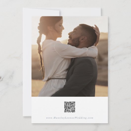 Boho Chic Slate Blue Multi Foto QR Code Save The Date (Rückseite)