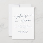 Boho Chic Slate Blue QR-Code RSVP Karte (Vorderseite)