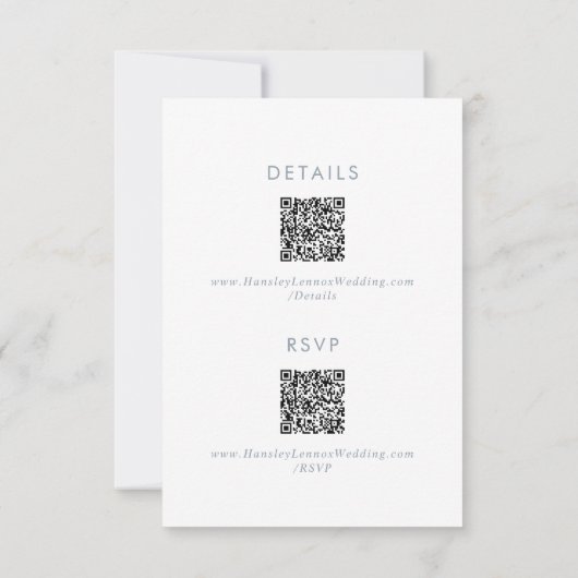 Boho Chic Slate Blue QR-Code RSVP Karte (Rückseite)