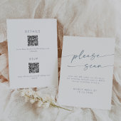 Boho Chic Slate Blue QR-Code RSVP Karte