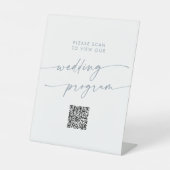 Boho Chic Slate Blue QR Code Wedding Program Sockelschild (Vorderseite)