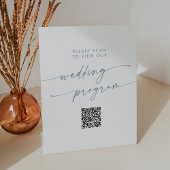 Boho Chic Slate Blue QR Code Wedding Program Sockelschild