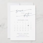 Boho Chic Slate Blue QR Foto Calendar Save The Date (Vorderseite)