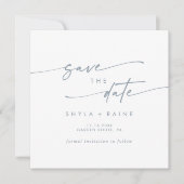 Boho Chic Slate Blue Square Foto Zurück Save The Date (Vorderseite)
