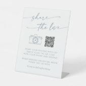 Boho Chic Slate Blue Teilen Sie die Liebe QR Code Sockelschild (Vorderseite)