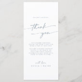 Boho Chic Slate Blue Vielen Dank und Hochzeit Menükarte (Rückseite)